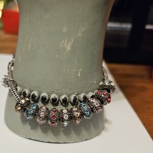 925 Pandora Braclette with 10 Jeweled Beads
